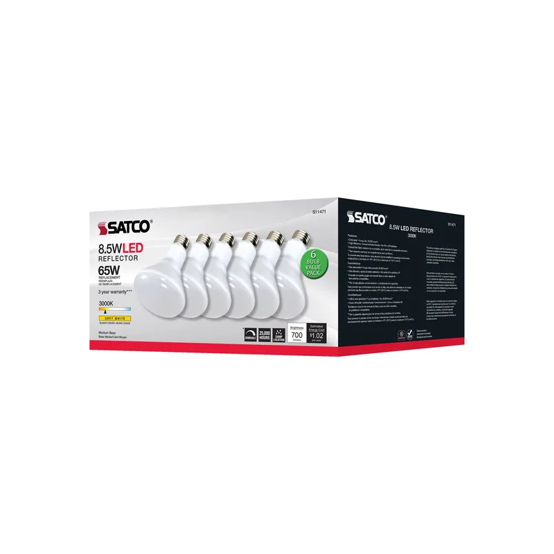 Satco S11471 BR30 LED Lamp 8.5W 6-Pack Replacement S9022