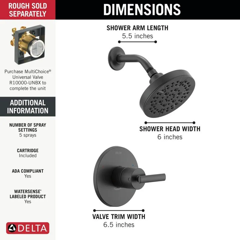 Delta Faucet T14242-BL Altado Shower Trim