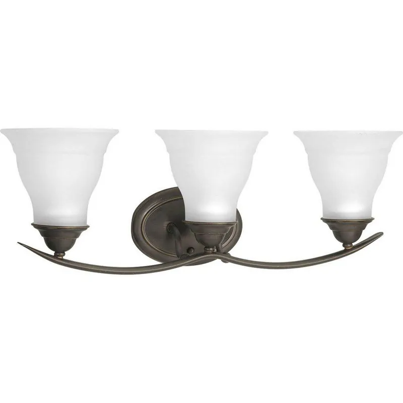 Progress Lighting P3192-20 Trinity 3 Light 100W Vanity Light Fixture with Etched Glass