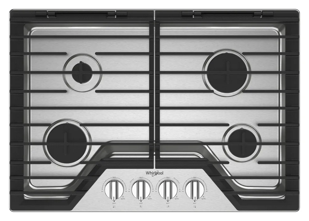 Whirlpool WCGK5030PS 30 in. 4-Burners Recessed Gas Cooktop with SpeedHeat Burner