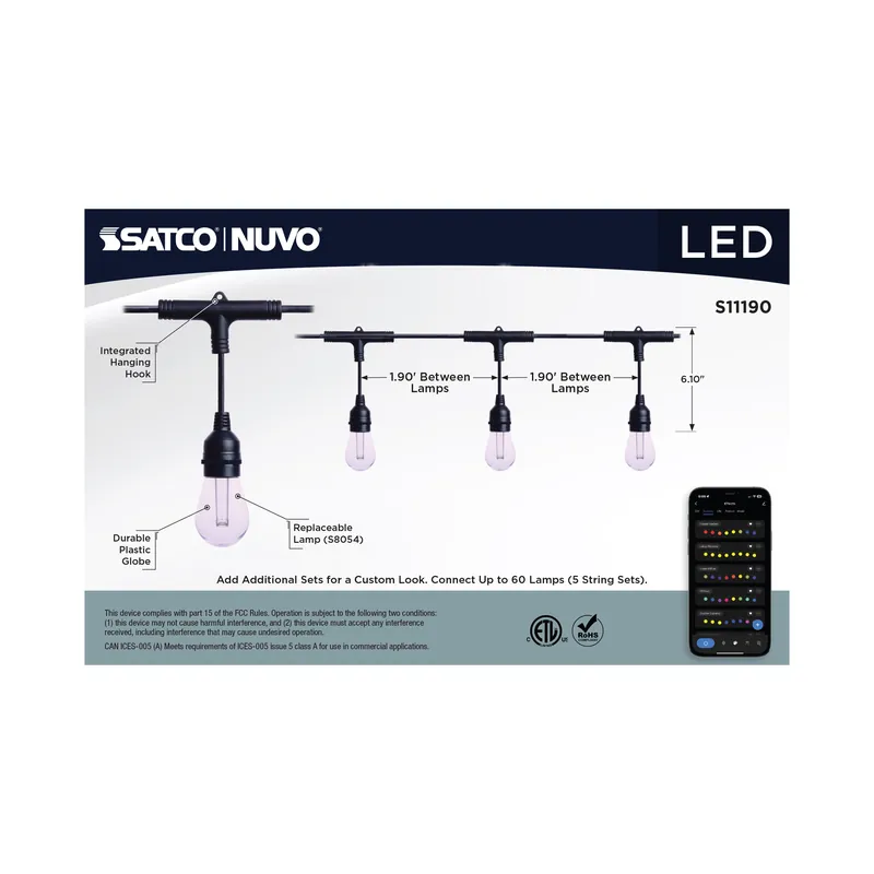 Satco S11190 24FT/LED/SL/S14/SF/RGBTW/120V