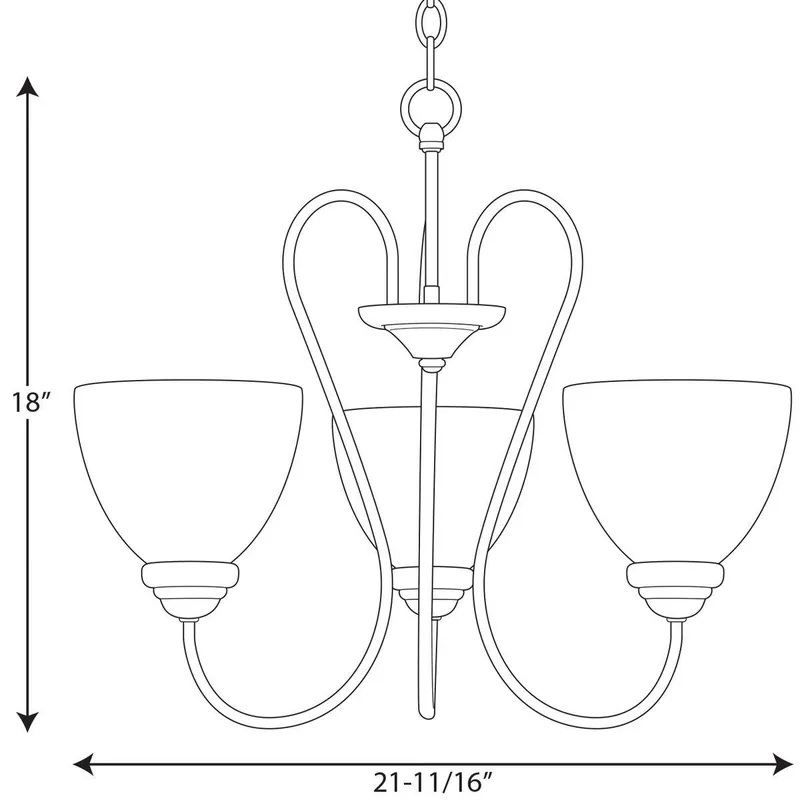 Progress Lighting P4664-20 Heart 18 in. 100 W 3-Light Medium Chandelier