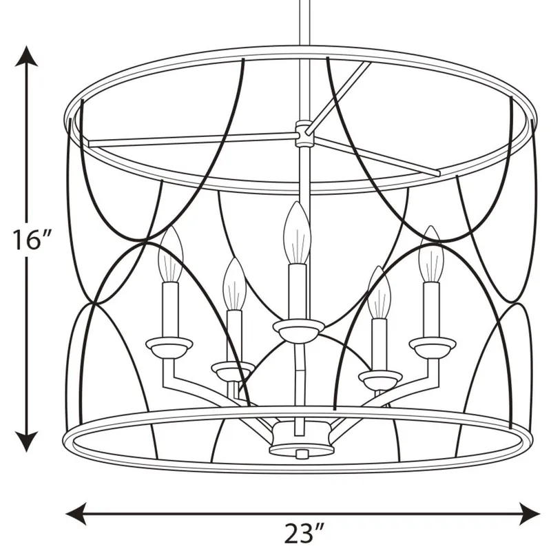 Progress Lighting P400178-134 Landree 23 in. 60W 5-Light Candelabra E-12 Incandescent Chandelier