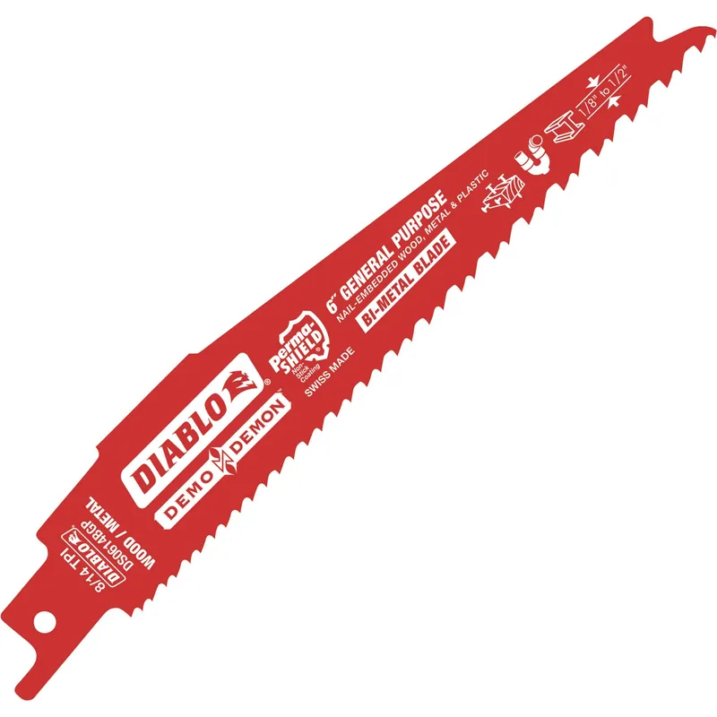 Diablo DS0614BGP5 Demo Demon 6 In. 8/14 TPI Wood and Metal Cutting Reciprocating Saw Blade (5-Pack)