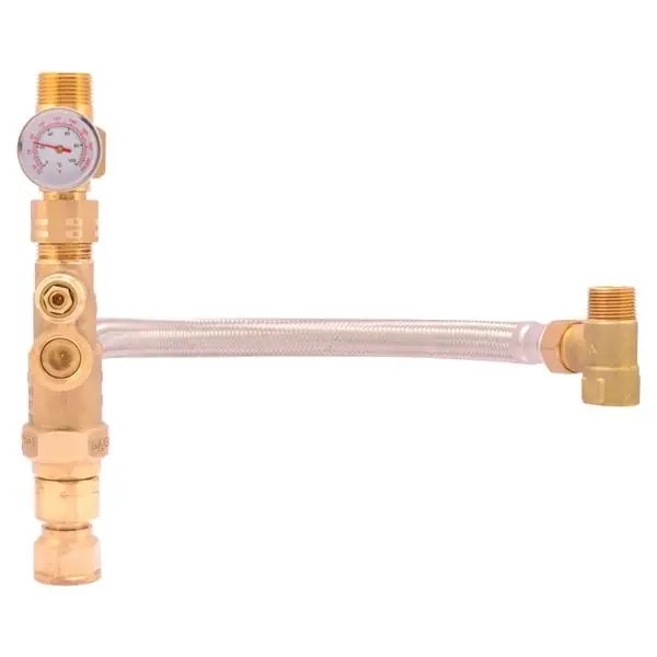 John Guest 24644 mixing valve with braided hose & temperature gauge 3/4 inches
