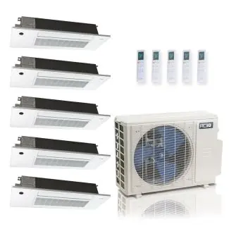ACIQ ES-36Z-M5C / SCC-06-HH-MB-4 / SCC-18-HH-MB 36,000 BTU ACiQ Standard 24 SEER2 5 Zone Slim Ceiling Casette Mini Split Heat Pump System - R454B