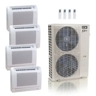 ACiQ ACIQ-48Z-HH-M6C / ACIQ-12FM-HH-MD-4 48000 BTU ACiQ Extreme 23 SEER2 4 Zone Floor Mount Mini Split Heat Pump System - R454B