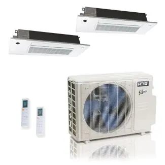 ACIQ ACIQ-18Z-HH-M3C Extreme 25 SEER2 Dual Zone Slim Ceiling Casette Mini Split Heat Pump System