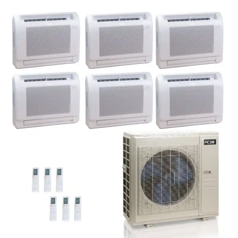 ACIQ ES-55Z-M6C 55,000 BTU ACiQ Standard 22 SEER2 6 Zone Floor Mount Mini Split Heat Pump System - R454B