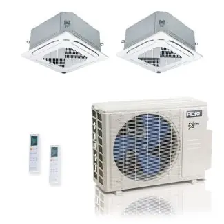ACIQ ACIQ-18Z-HH-M3C Extreme 25 SEER2 Dual Zone Ceiling Cassette Mini Split Heat Pump System - R454B