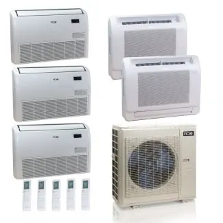 ACIQ ES-55Z-M6C 55,000 BTU ACiQ Standard 22 SEER2 5 Zone Floor Mount Mini Split Heat Pump System - R454B