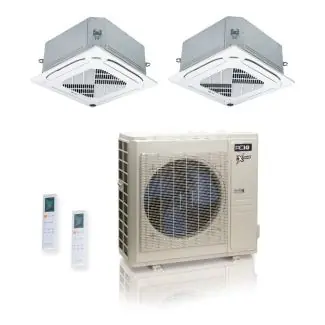 ACIQ ACiQ-36Z-HH-M5C / ACIQ-12CC-HH-MC-2 36000 BTU ACiQ Extreme 23 SEER2 Dual Zone Ceiling Cassette Mini Split Heat Pump System - R454B