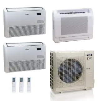 ACIQ ACIQ-36Z-HH-M5C 36,000 BTU ACiQ Extreme 23 SEER2 3 Zone Floor Mount Mini Split Heat Pump System - R454B