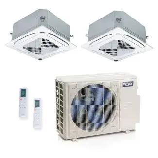 ACIQ ES-18Z-M3C 18,000 BTU ACiQ Standard 25.1 SEER2 Dual Zone Ceiling Cassette Mini Split Heat Pump System - R454B