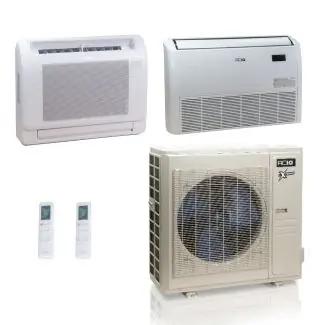 ACIQ ACIQ-36Z-HH-M5C 36,000 BTU ACiQ Extreme 23 SEER2 Dual Zone Floor Mount Mini Split Heat Pump System - R454B