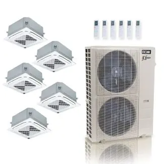 ACIQ ACIQ-48Z-HH-M6C 48,000 BTU ACiQ Extreme 23 SEER2 5 Zone Ceiling Cassette Mini Split Heat Pump System - R454B