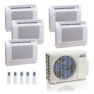ACIQ ES-36Z-M5C 36,000 BTU ACiQ Standard 24 SEER2 5 Zone Floor Mount Mini Split Heat Pump System - R454B