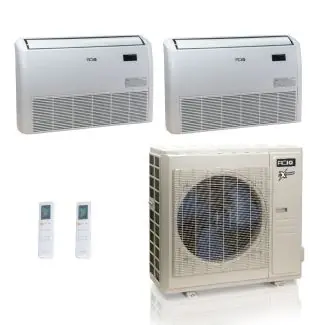 ACIQ ACIQ-36Z-HH-M5C 36,000 BTU ACiQ Extreme 23 SEER2 Dual Zone Floor Mount Mini Split Heat Pump System - R454B