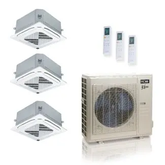 ACIQ ACIQ-36Z-HH-M5C 36,000 BTU ACiQ Extreme 23 SEER2 3 Zone Ceiling Cassette Mini Split Heat Pump System