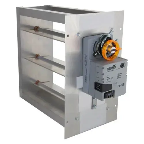 Io Hvac Controls TD-3210 32 inches x 10 inches Trane/Amer. Standard Rectangular Zone Damper - Belimo 3 Wire Actuator