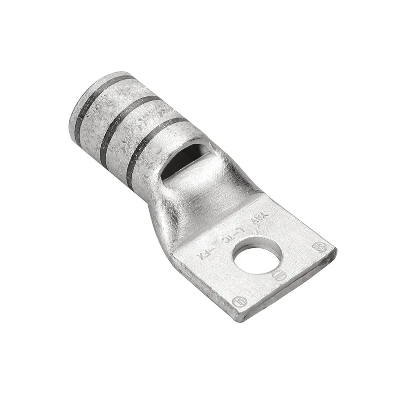 Burndy YAV8CL1 Copper Compression Lug, Ring Tongue, 1 Hole w/ Inspection Hole, AN-8 Flex, 1/4 inches Stud, Short Barrel