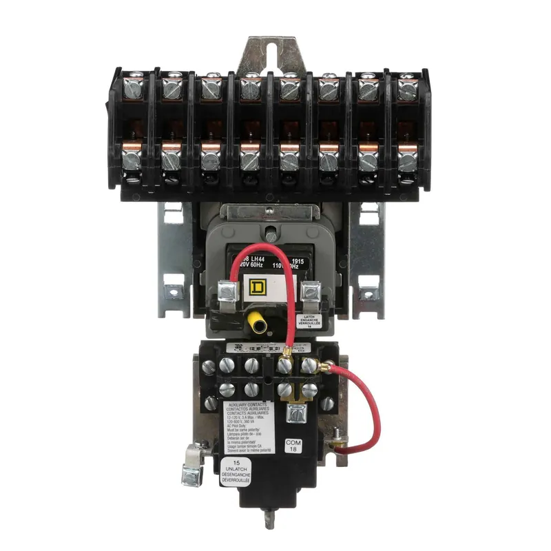 Square D 8903LXO80V02 Lighting Contactor 110/120 VAC 30 Amp 8-Pole 8NO Open Type Mechanically Held