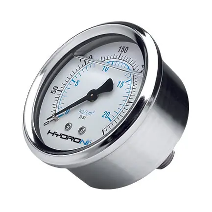 Hydronix PG25160B 0 - 160 PSI Water Pressure Gauge 2.5 inches Stainless Steel 1/4 inches Port, Back Flange