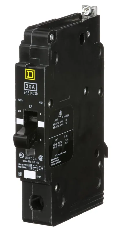 Square D EJB14030 1-Pole 30 Amp 277 Volt Thermal Magnetic Miniature Circuit Breaker