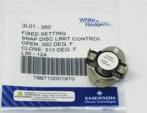 Emerson Climate Technologies 3L01-350 Limit Control Thermostat 350 Degree
