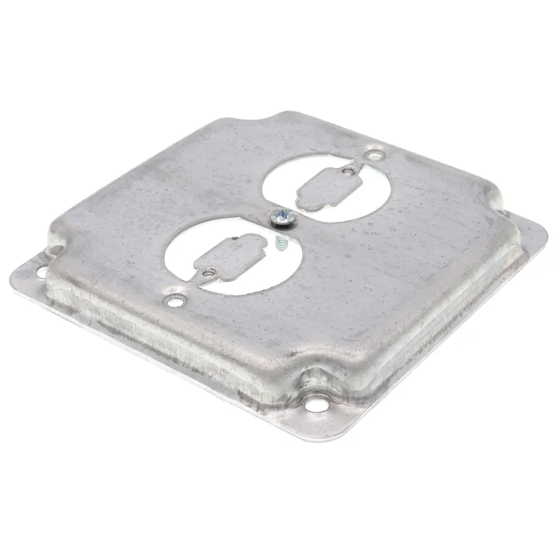 Steel City RS-12 4 inches Steel Square Surface Cover, Duplex Receptacle, 1/2 inches Deep
