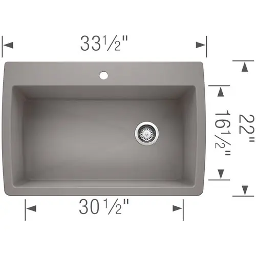 Blanco 440193-KIT Diamond Silgranit 33.5 inches Super Single Dual Mount Kitchen Sink