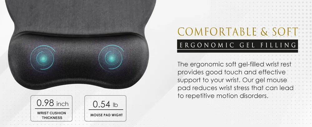 MROCO B07DVCGX7G Ergonomic Mouse Pad with Gel Wrist Rest 9.4 x 8.1 in