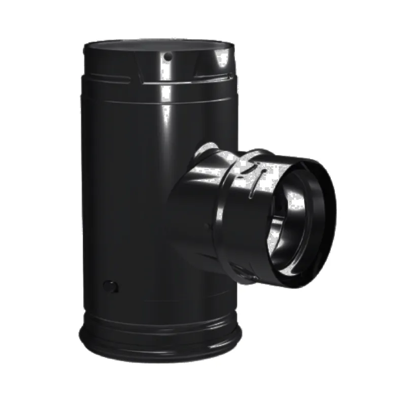 Duravent 4PVP-T3B1 PelletVent Pro 4-Inch Diameter Black Steel Increaser Tee with Clean-Out Tee Cap