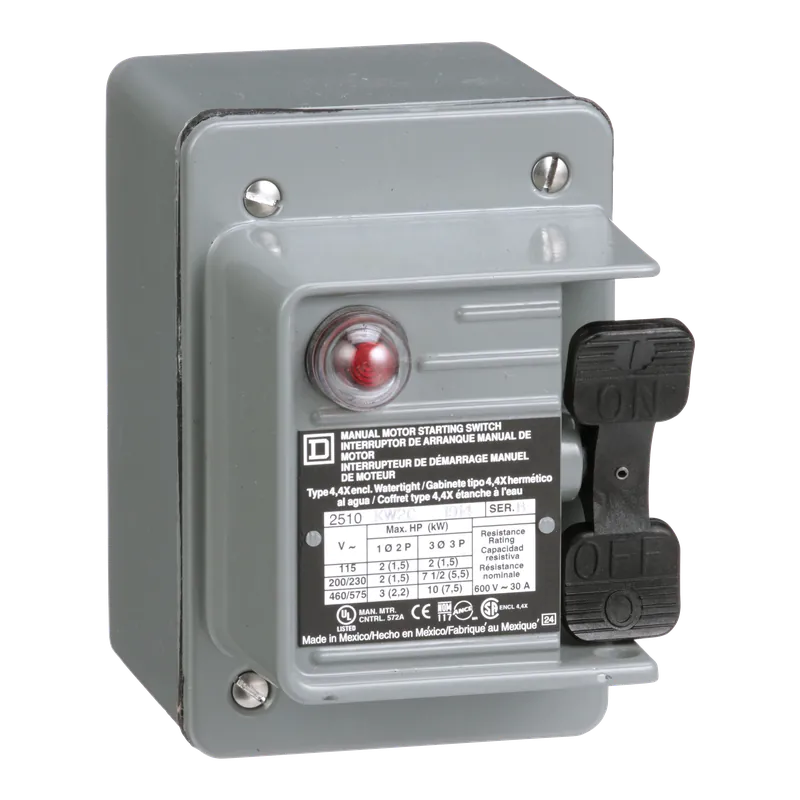 Square D 2510KW2C Manual Switch 600 VAC 30 Amp 10 hp 3-Pole NEMA 4
