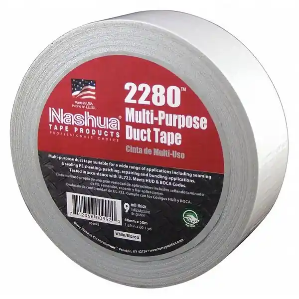 Zoro G4713624 Duct Tape, White, 60 yd L, 1-7/8 in W