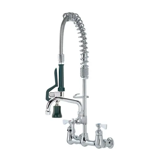 Krowne 18-708L Royal Series 8 inches Space Saver Pre-Rinse w/ Faucet, 8 inches Spout, Wall Mount Low Lead