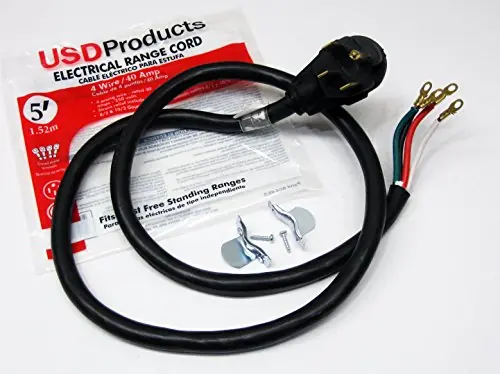 Usd Products RC4-40-5 Range Oven Electric Power Cord 40 Amp 5 feet Foot Heavy Duty