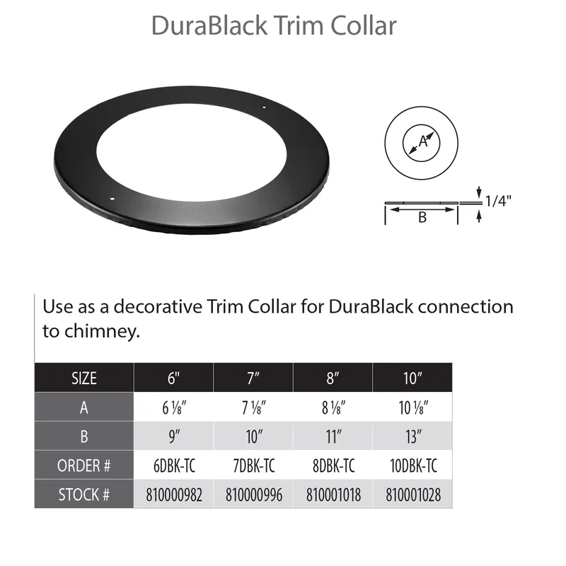 Duravent 8DBK-TC DuraBlack 8 inch Trim Collar