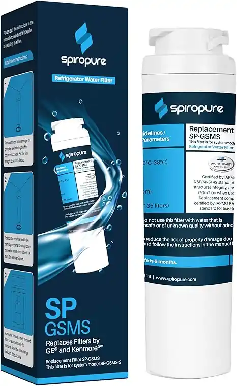 Spiropure SP-GSMS Refrigerator Water Filter Replacement for MSWF (1 Pack)