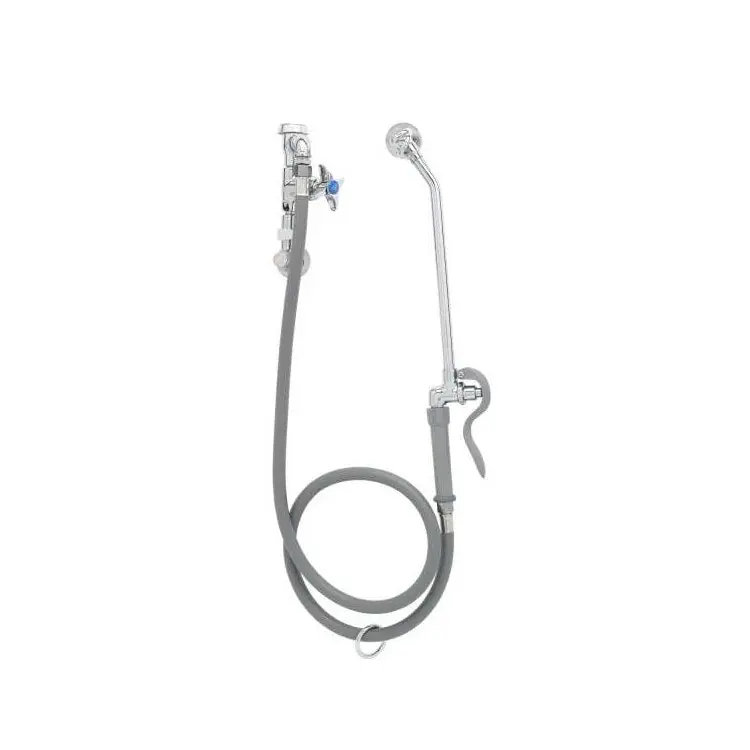 T&S Brass B-0678 Bedpan Washer with Shut-Off Vacuum Breaker Polished Chrome 4 Arm ADA