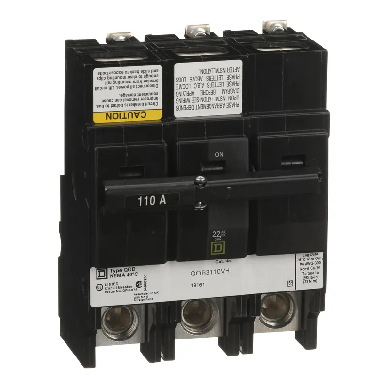 Square D QOB3110VH miniature circuit breaker 110 amp 3 pole
