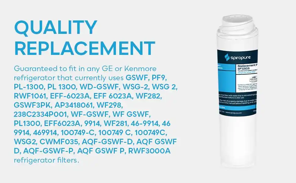 Spiropure SP-GSGS Refrigerator Water Filter Replacement for GSWF, PL-1300, GSWF3PK, AP3418061, 238C2334P001, 9914 (1 Pack)