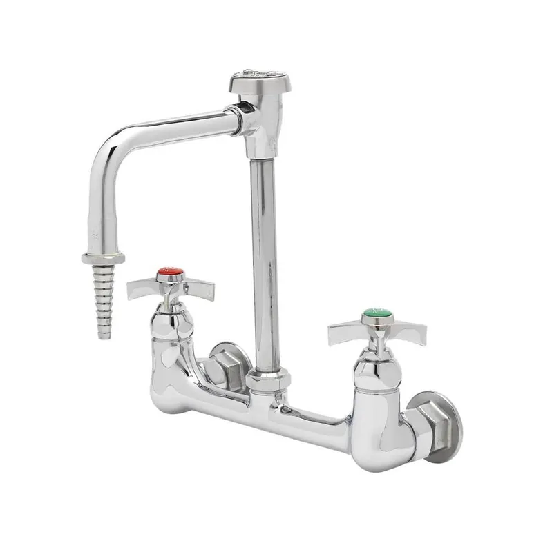T&S Brass BL-5725-08 Wall Mount Laboratory Faucet with 5 11/16 inches Swivel/Rigid Gooseneck Spout