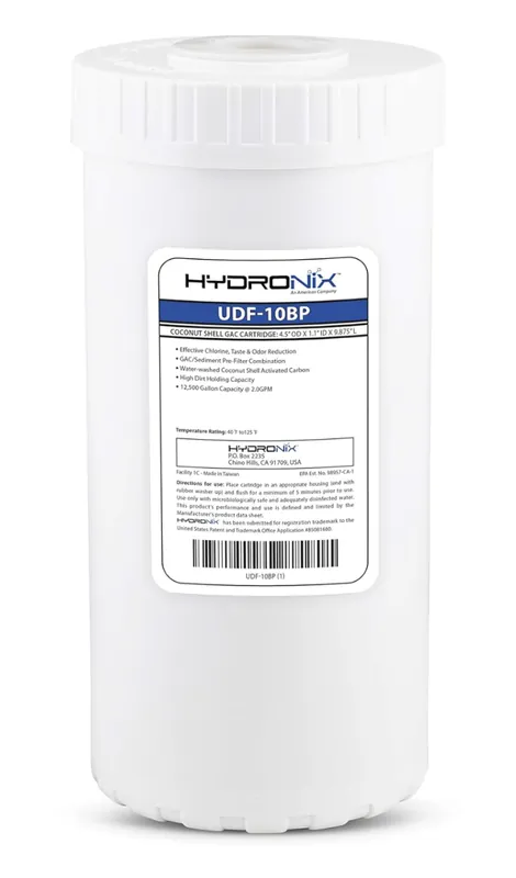 Hydronix UDF-10BP coconut shell GAC water filter 4.5 inches x 10 inches