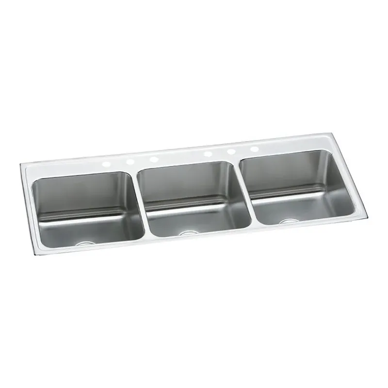 Elkay LTR6322106 Lustertone Classic Stainless Steel 63 inches x 22 inches x 10-1/8 inches Triple Bowl Drop-in Sink