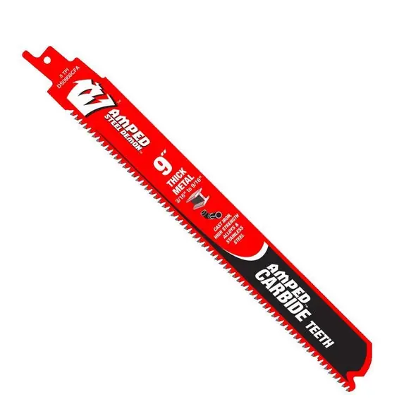 Freud DS0908CFA10 9 inches 8TPI Amped Steel Demon Carbide Teeth Reciprocating Saw Blade for Thick Metal (10 Pack)