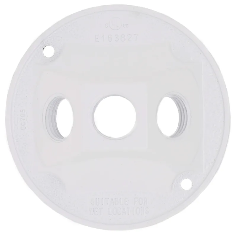 Red Dot S213WHE-9R Round Lampholder Cover, (3) 1/2 inches Outlet Holes - White
