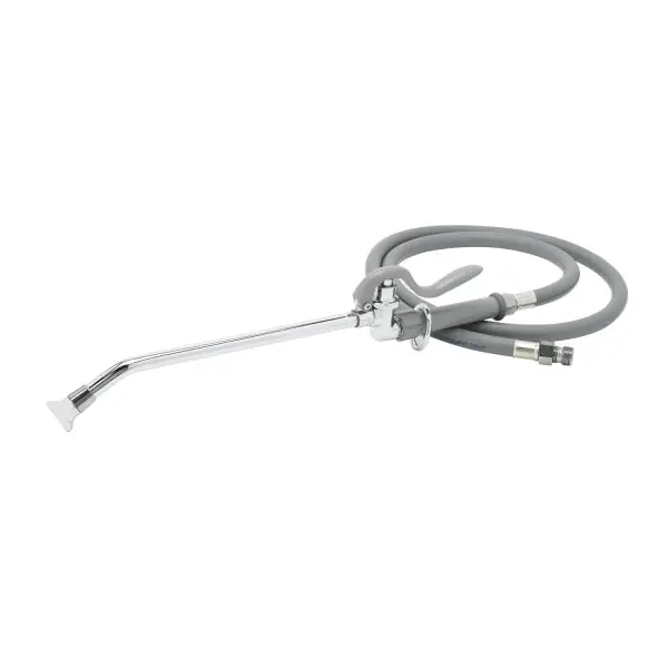 T&S Brass B-0690 Bedpan Spray Assembly, Self Closing Spray Valve With Extendede Spray Outlet, 5 feet Pvc Hose