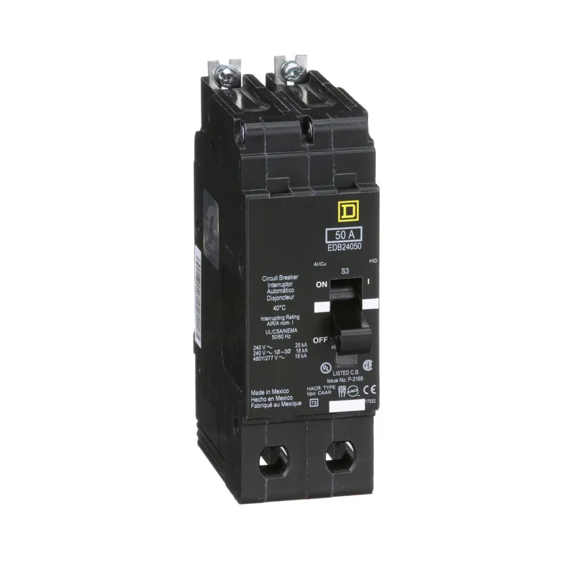 Square D EDB24050 E-Frame Mini Circuit Breaker, 50A, 2-Pole, 480Y/277 VAC