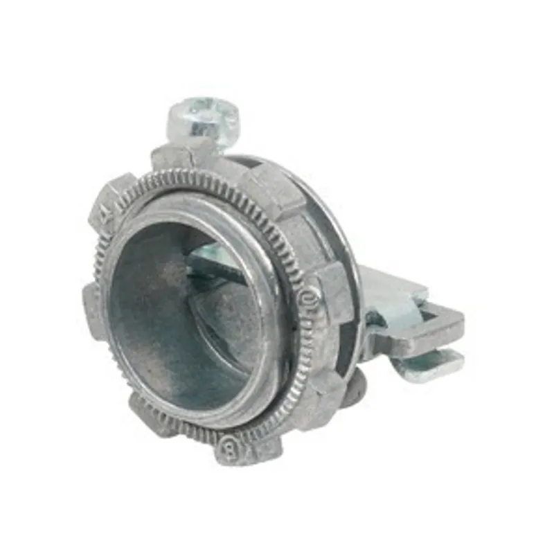 Bridgeport 651-DC2 Connector, Strap, Single Screw, Zinc Die Cast, Oval Cable, Size K.O. 1/2 Inch